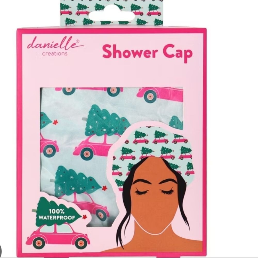 Danielle Creations Waterproof Shower Cap with Tree and Car Design Oversized